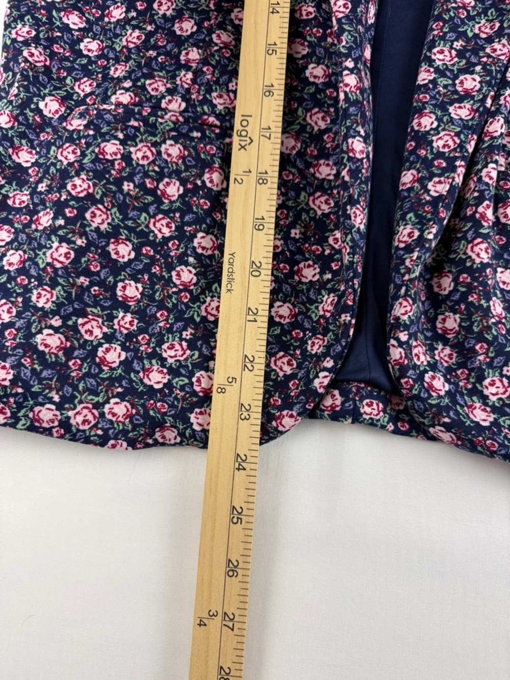 LC Lauren Conrad Navy Floral Jacket Size M Lined Feminine Chic - Picture 4 of 8
